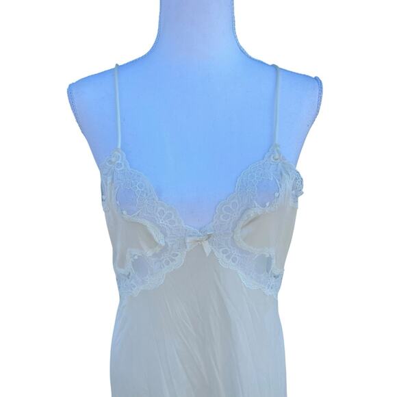Vintage Women's Night Gown Sleepwear V-Neck Floral Lace Ivory Size Medium - Picture 12 of 16